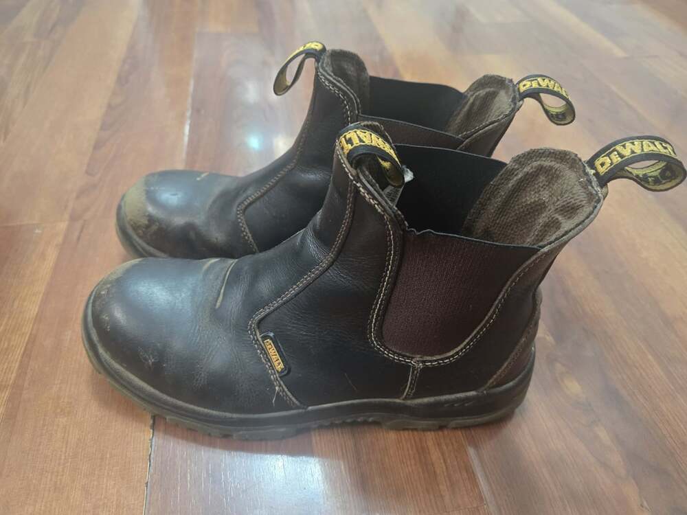 Dewalt Pull On Chelsea Men Steel Toe Work Black Leather Boots Anti Microbea Slip